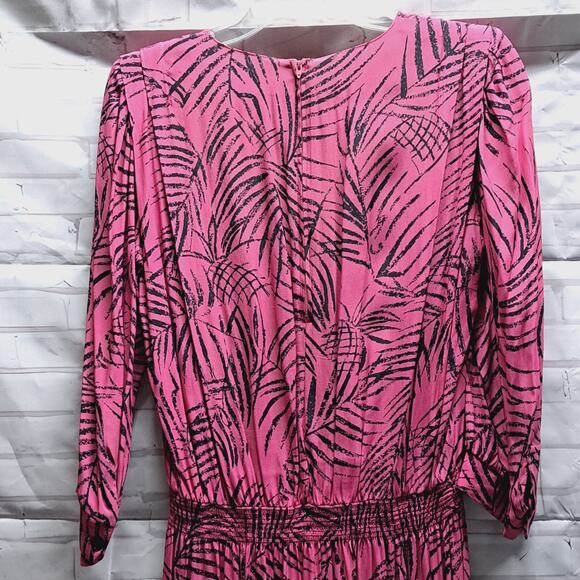VTG 80 Karin Stevens by Steven Stoller Magenta Black 3/4 sleeve maxi Dress 12 - Picture 3 of 7